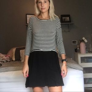 Black striped babydoll dress